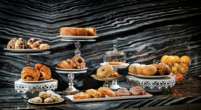 Detail view of baked goods at hotels bistro and bar